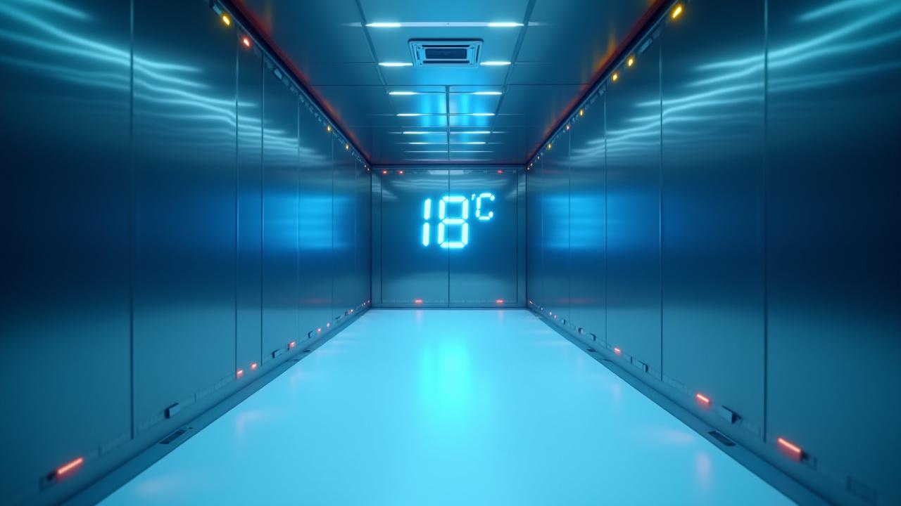 Clean refrigerated trailer interior with advanced temperature control panel