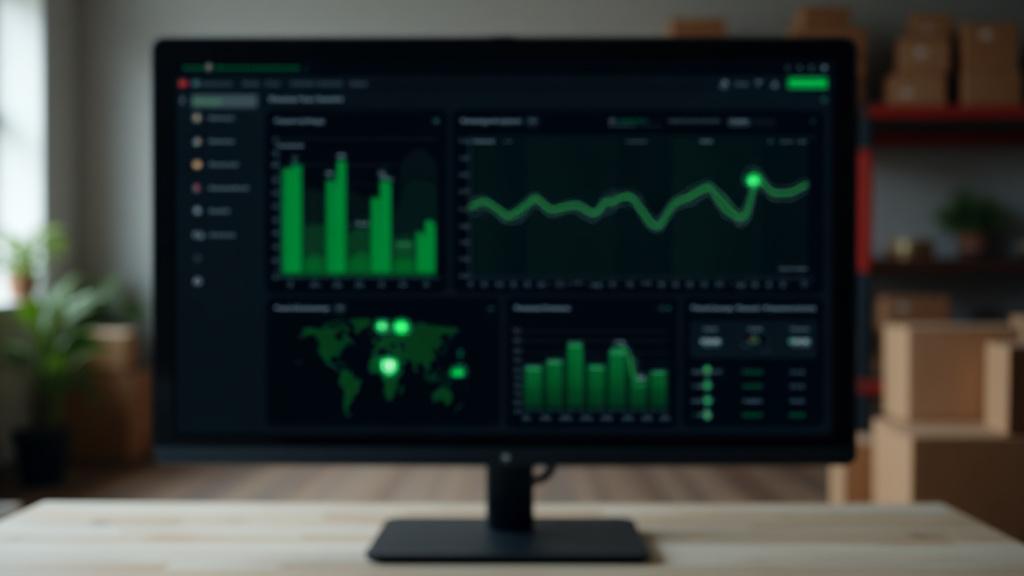 Modern Warehouse Management System dashboard with inventory charts and shipment tracking metrics
